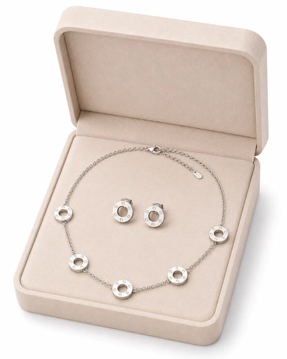 Woman Screw Motif Jewelry Set - Gold-Tone Necklace & Stud Earrings