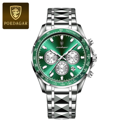POEDAGAR Luxury Sports Men Watch Waterproof Luminous Date Chronograph Man Wristwatch Stainless Steel Casual Quartz Men’s Watches