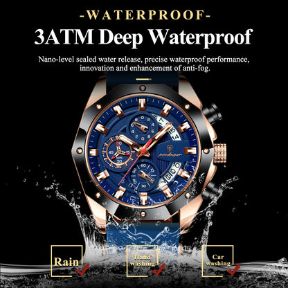 POEDAGAR Montre Militaire Homme Date – Silicone Étanche