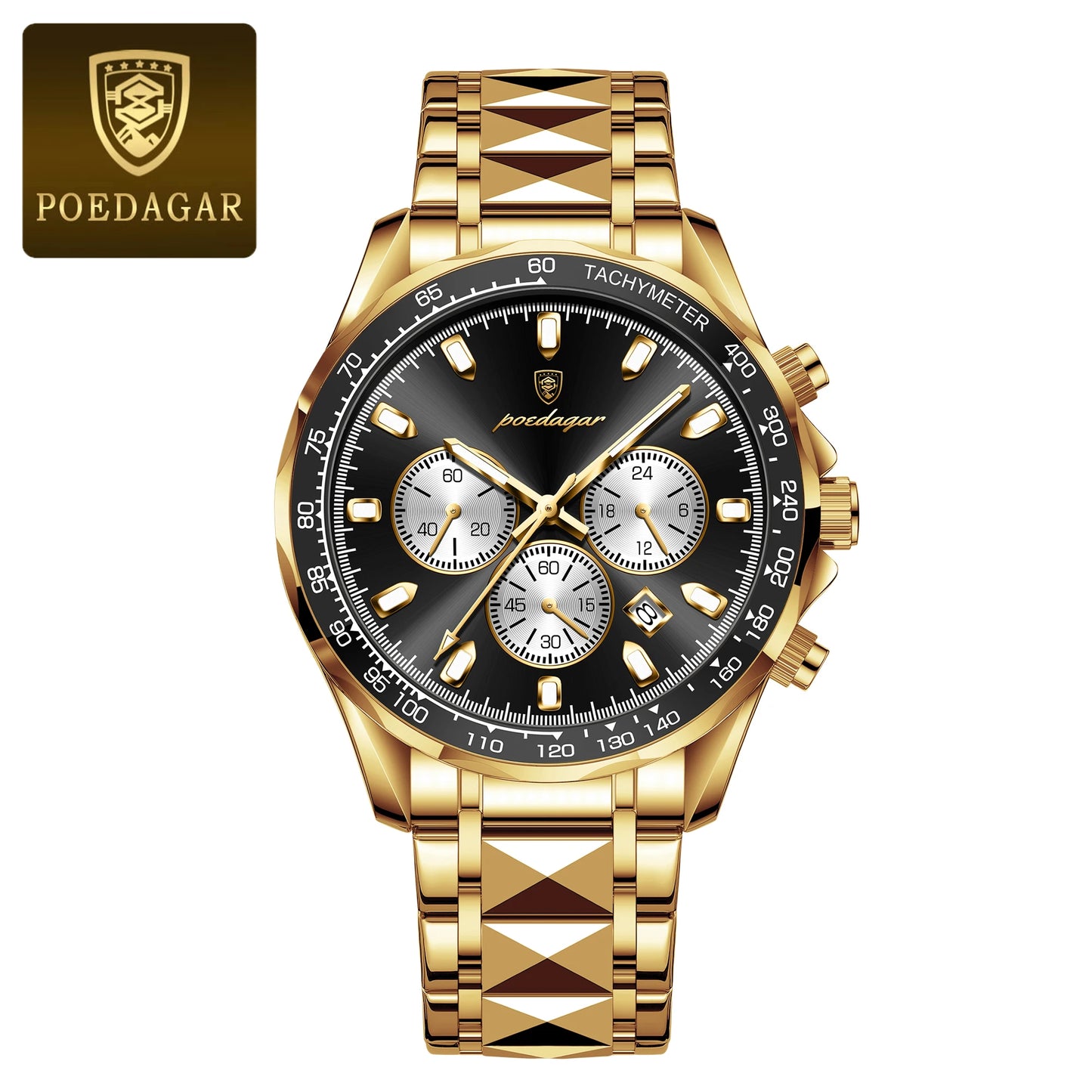 POEDAGAR Luxury Sports Men Watch Waterproof Luminous Date Chronograph Man Wristwatch Stainless Steel Casual Quartz Men’s Watches