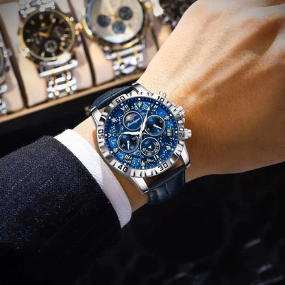 POEDAGAR High Quality Watch For Men Sport Quartz Man Wristwatch Waterproof Luminous Chronograph Leather Men's Watches Male Reloj