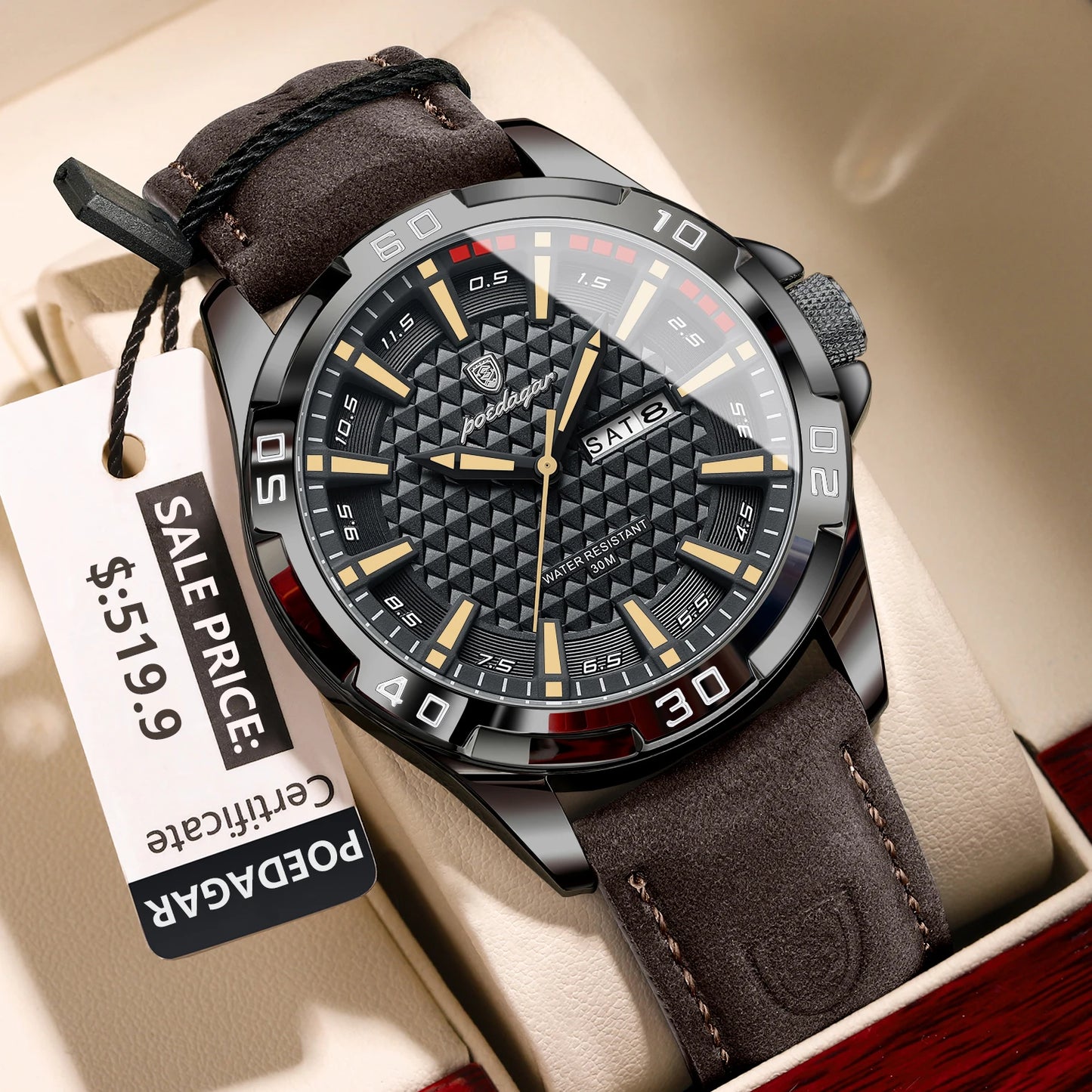 POEDAGAR Montre Homme Luxe