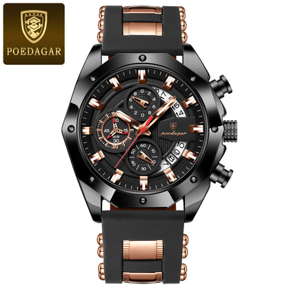 POEDAGAR Montre Militaire Homme Date – Silicone Étanche