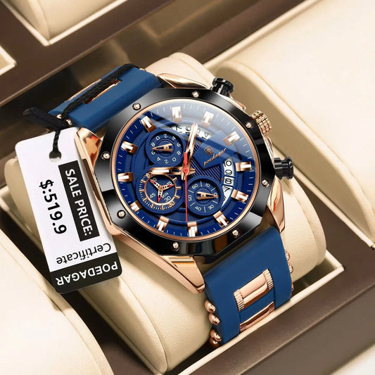 POEDAGAR Montre Militaire Homme Date – Silicone Étanche