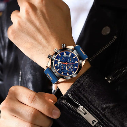 POEDAGAR Montre Militaire Homme Date – Silicone Étanche