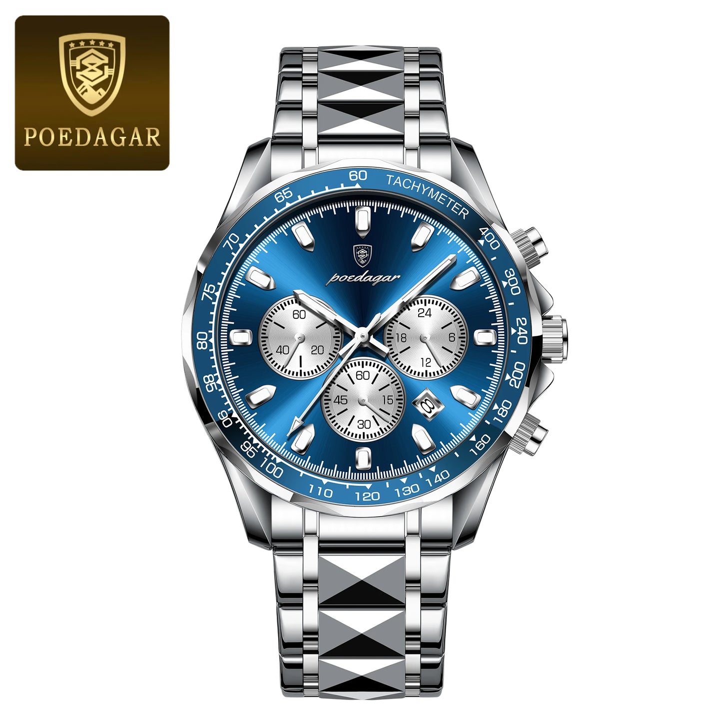 POEDAGAR Luxury Sports Men Watch Waterproof Luminous Date Chronograph Man Wristwatch Stainless Steel Casual Quartz Men’s Watches