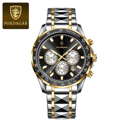 POEDAGAR Luxury Sports Men Watch Waterproof Luminous Date Chronograph Man Wristwatch Stainless Steel Casual Quartz Men’s Watches