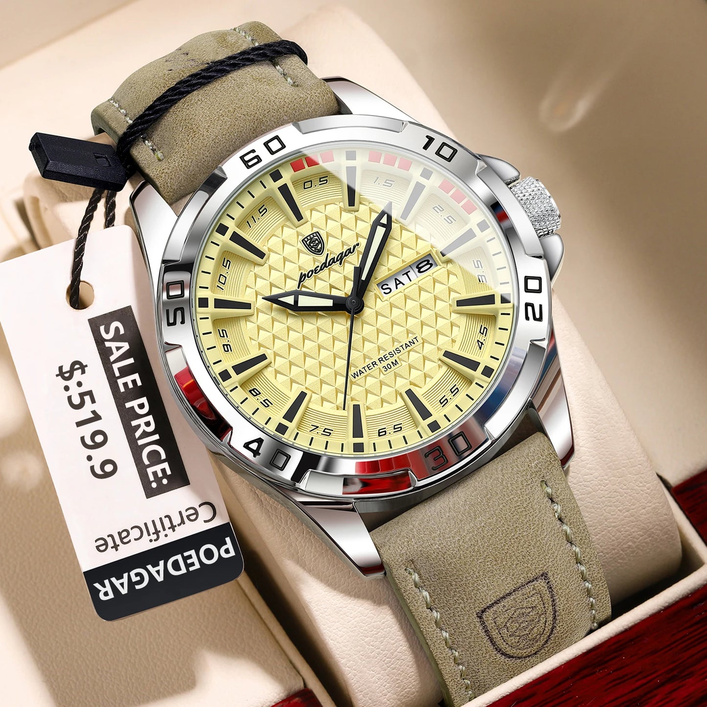 POEDAGAR Montre Homme Luxe