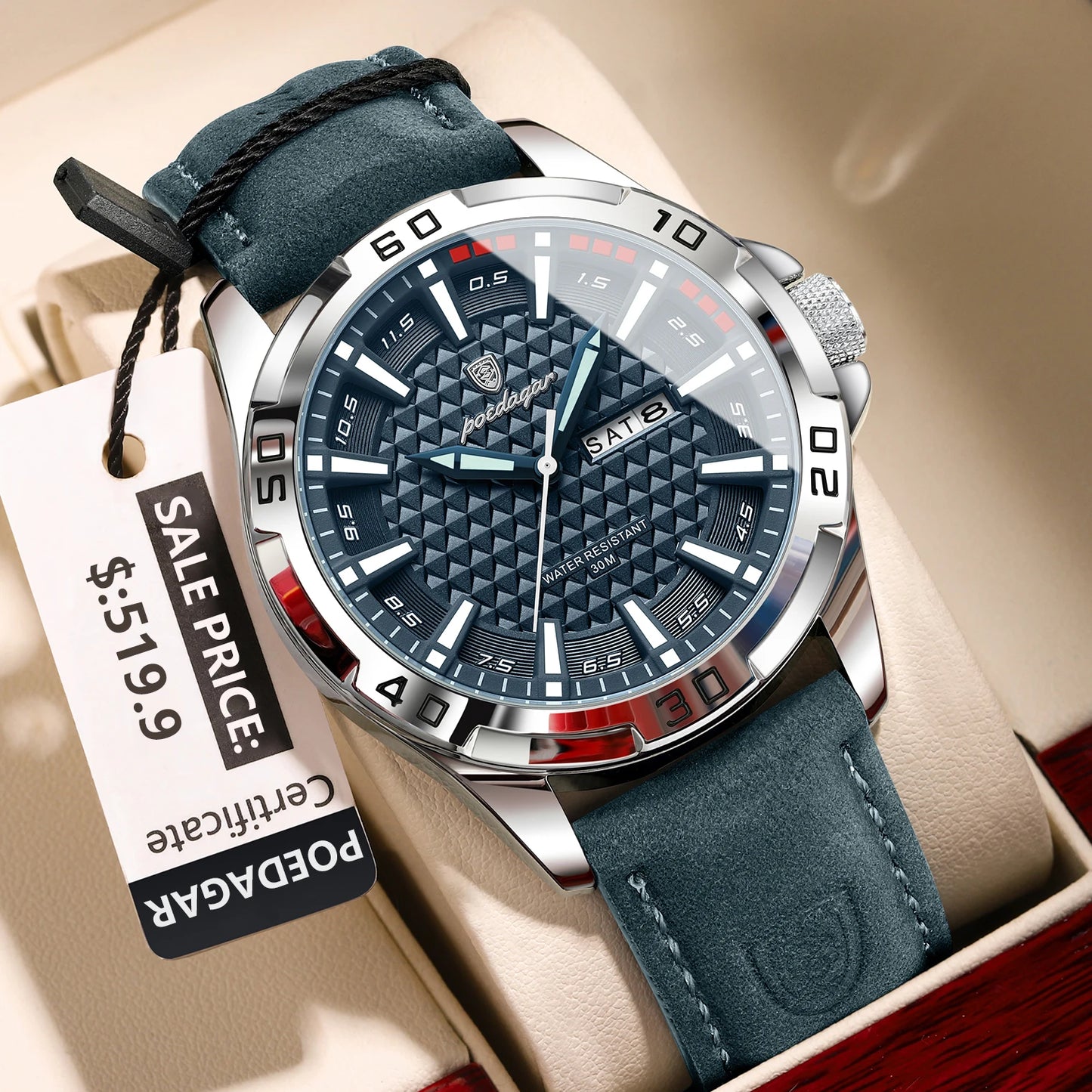 POEDAGAR Montre Homme Luxe