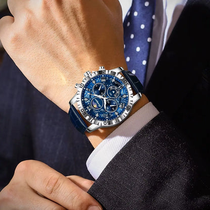 POEDAGAR High Quality Watch For Men Sport Quartz Man Wristwatch Waterproof Luminous Chronograph Leather Men's Watches Male Reloj