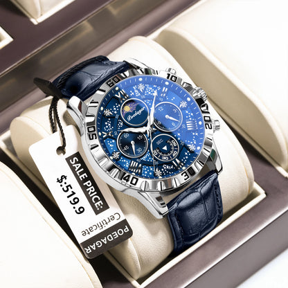 POEDAGAR High Quality Watch For Men Sport Quartz Man Wristwatch Waterproof Luminous Chronograph Leather Men's Watches Male Reloj