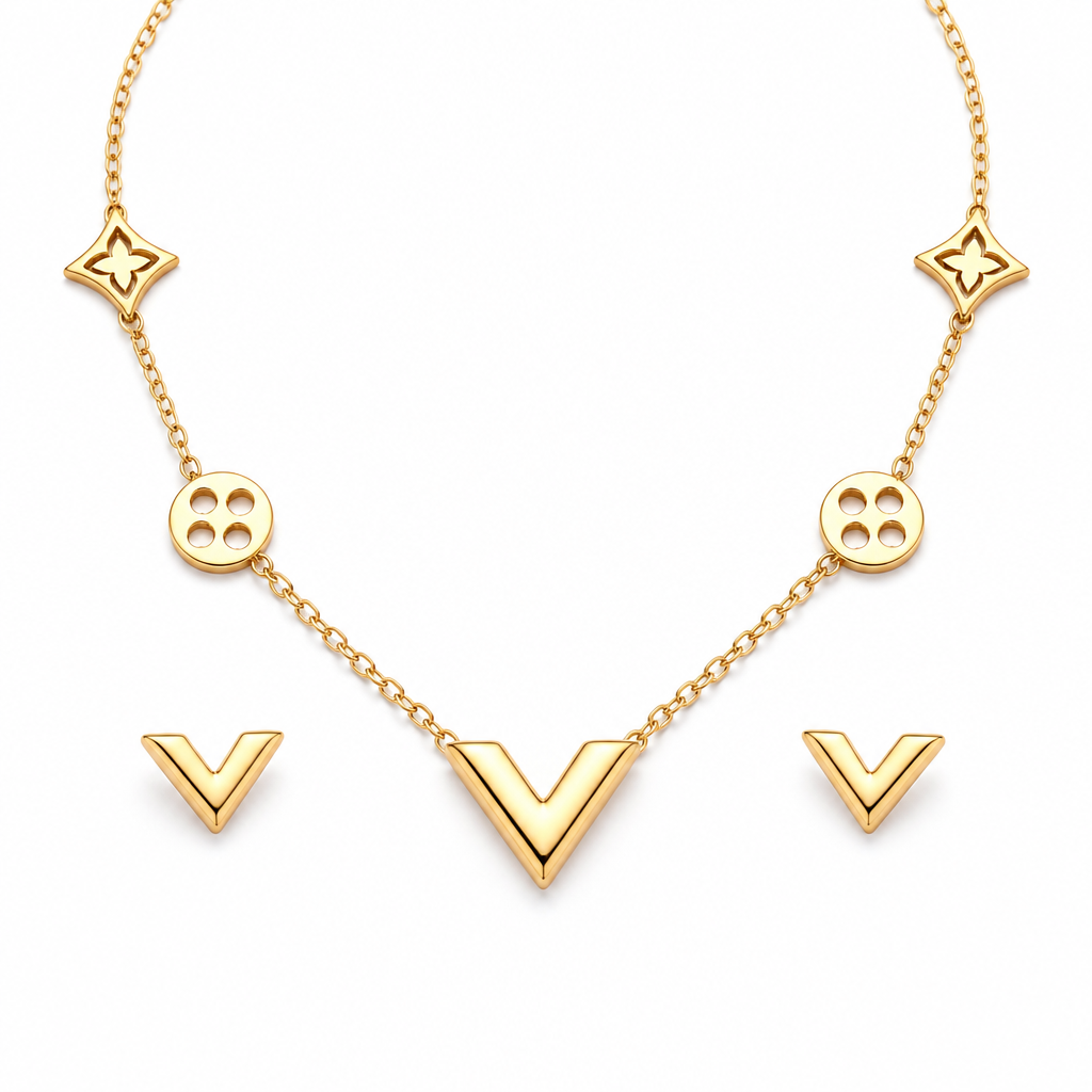 Elegant V Gold Jewelry Set