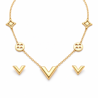 Elegant V Gold Jewelry Set