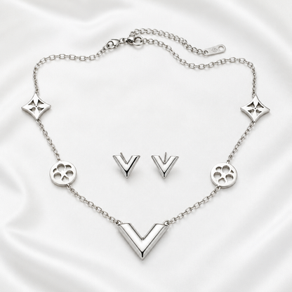 Elegant V Silver Jewelry Set