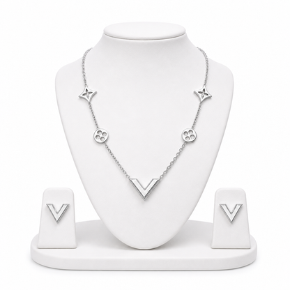 Elegant V Silver Jewelry Set