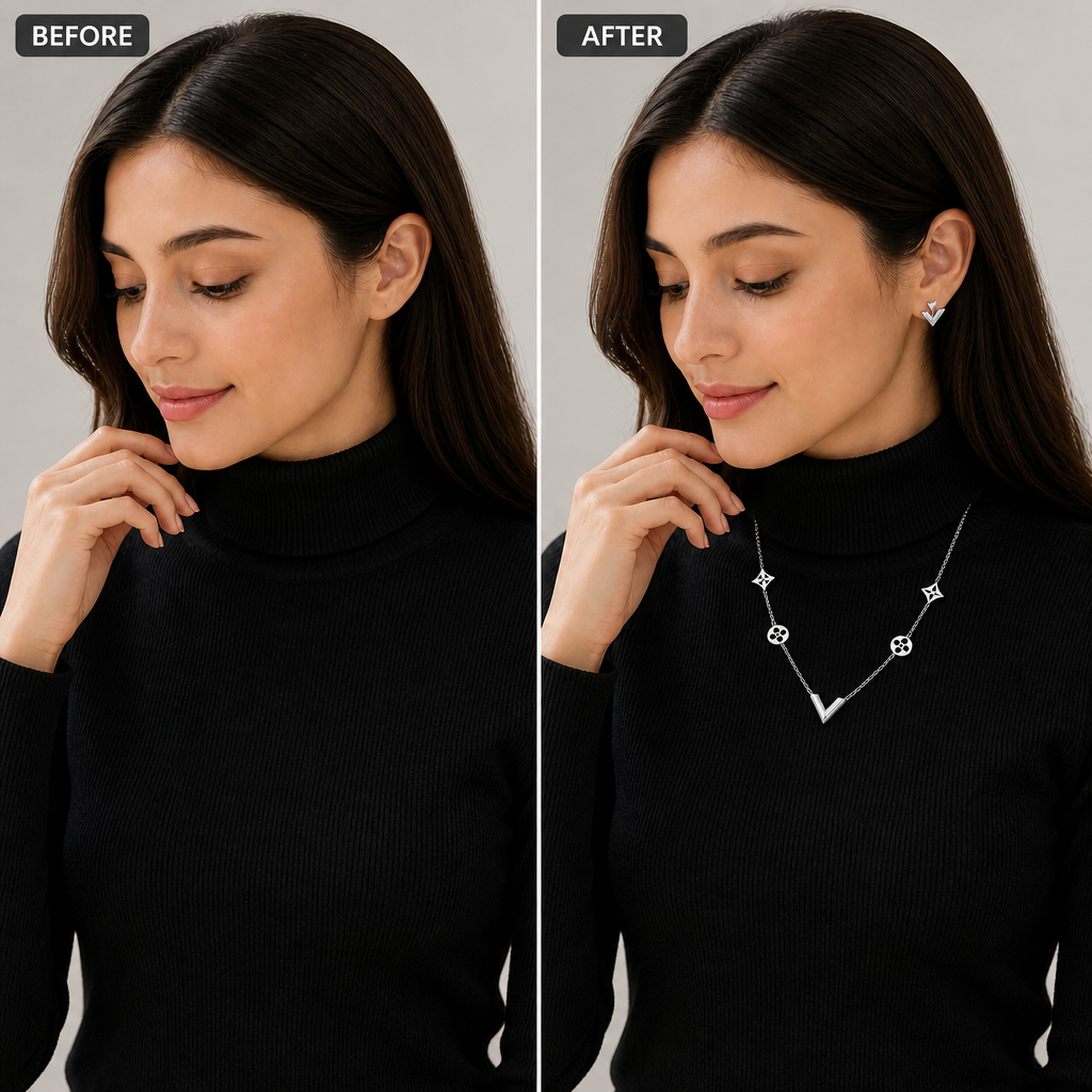 Elegant V Silver Jewelry Set