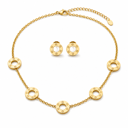 Gold Screw Motif Jewelry Set