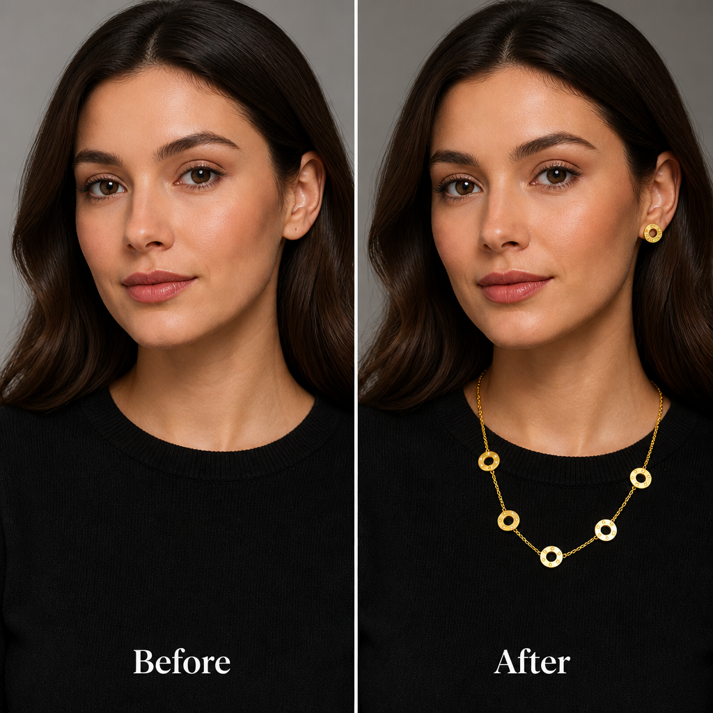 Gold Screw Motif Jewelry Set