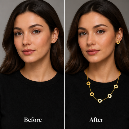 Gold Screw Motif Jewelry Set