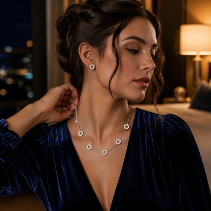 Silver Screw Motif Jewelry Set