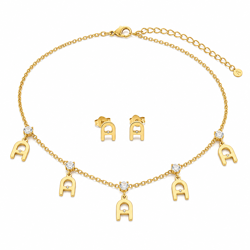 Elegant A Logo Jewelry Set