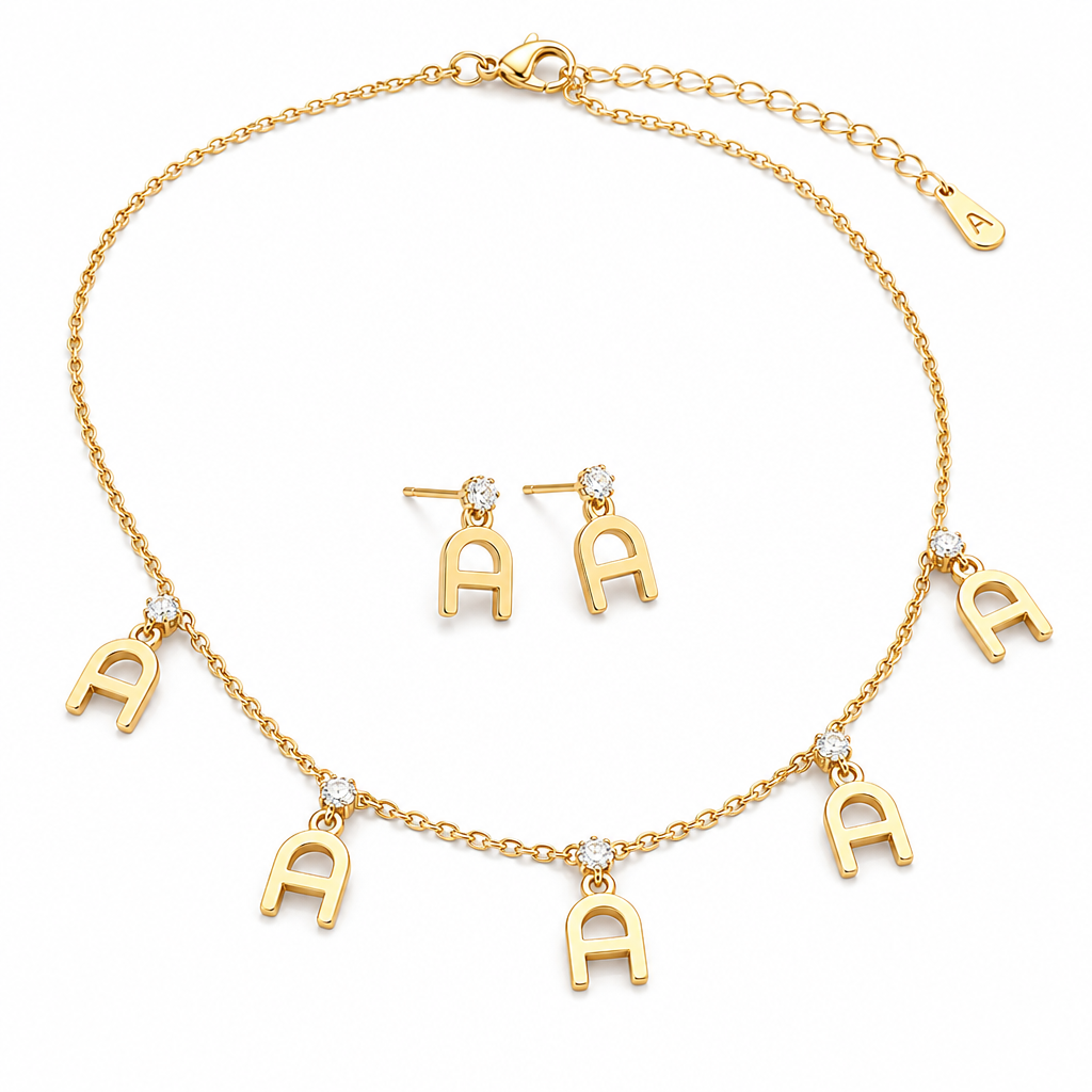 Elegant A Logo Jewelry Set