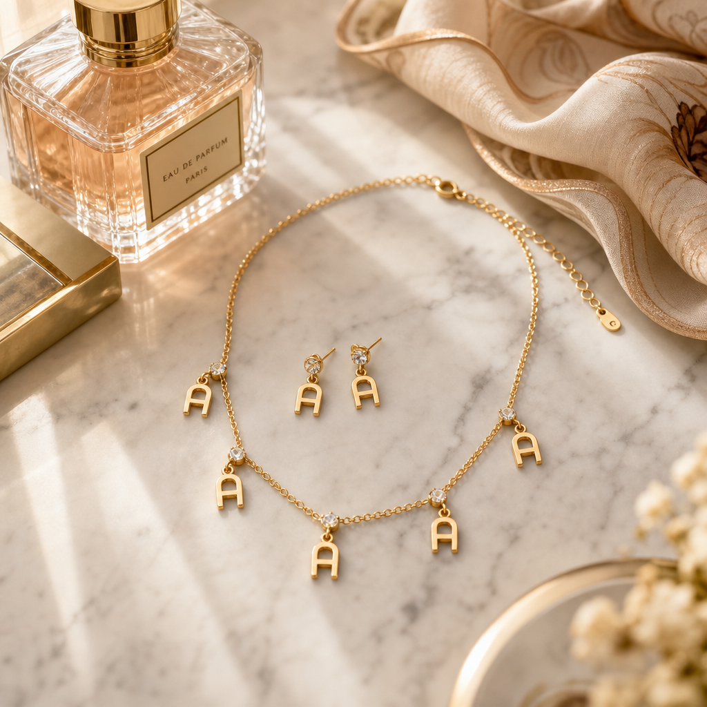 Elegant A Logo Jewelry Set
