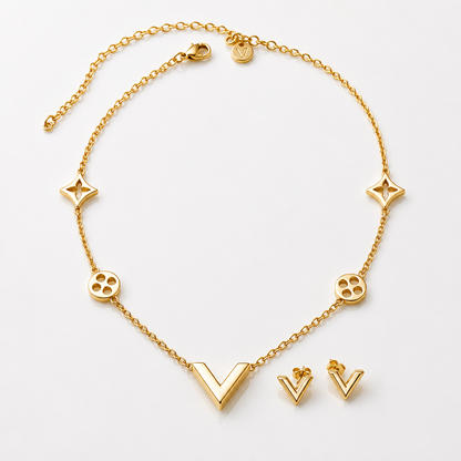 Elegant V Gold Jewelry Set