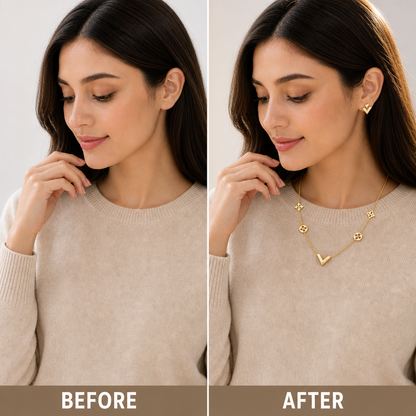 Elegant V Gold Jewelry Set