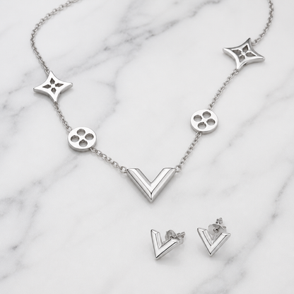 Elegant V Silver Jewelry Set
