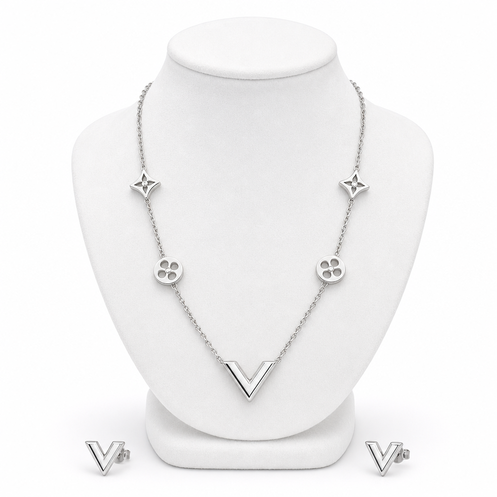 Elegant V Silver Jewelry Set