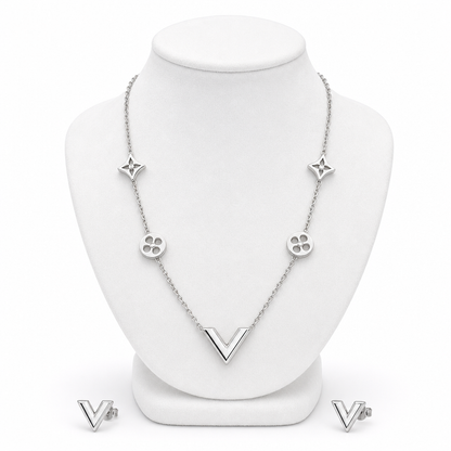 Elegant V Silver Jewelry Set