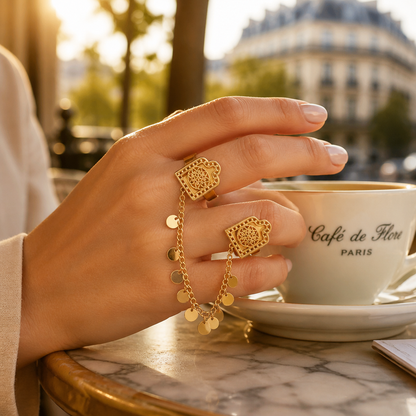 Gold Arch Two-Finger Ring
