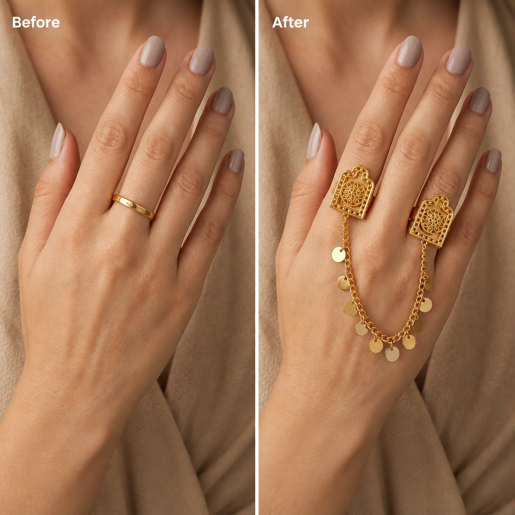 Gold Arch Two-Finger Ring