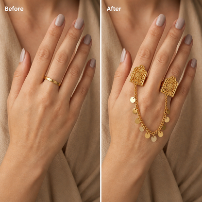 Gold Arch Two-Finger Ring