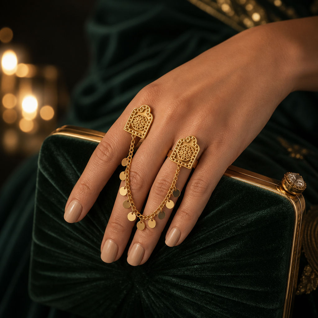Gold Arch Two-Finger Ring