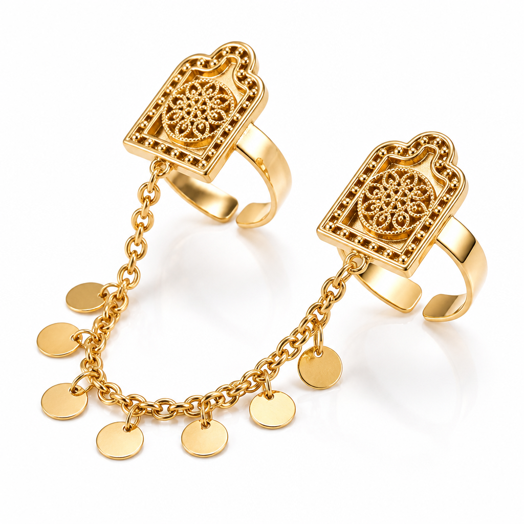 Gold Arch Two-Finger Ring