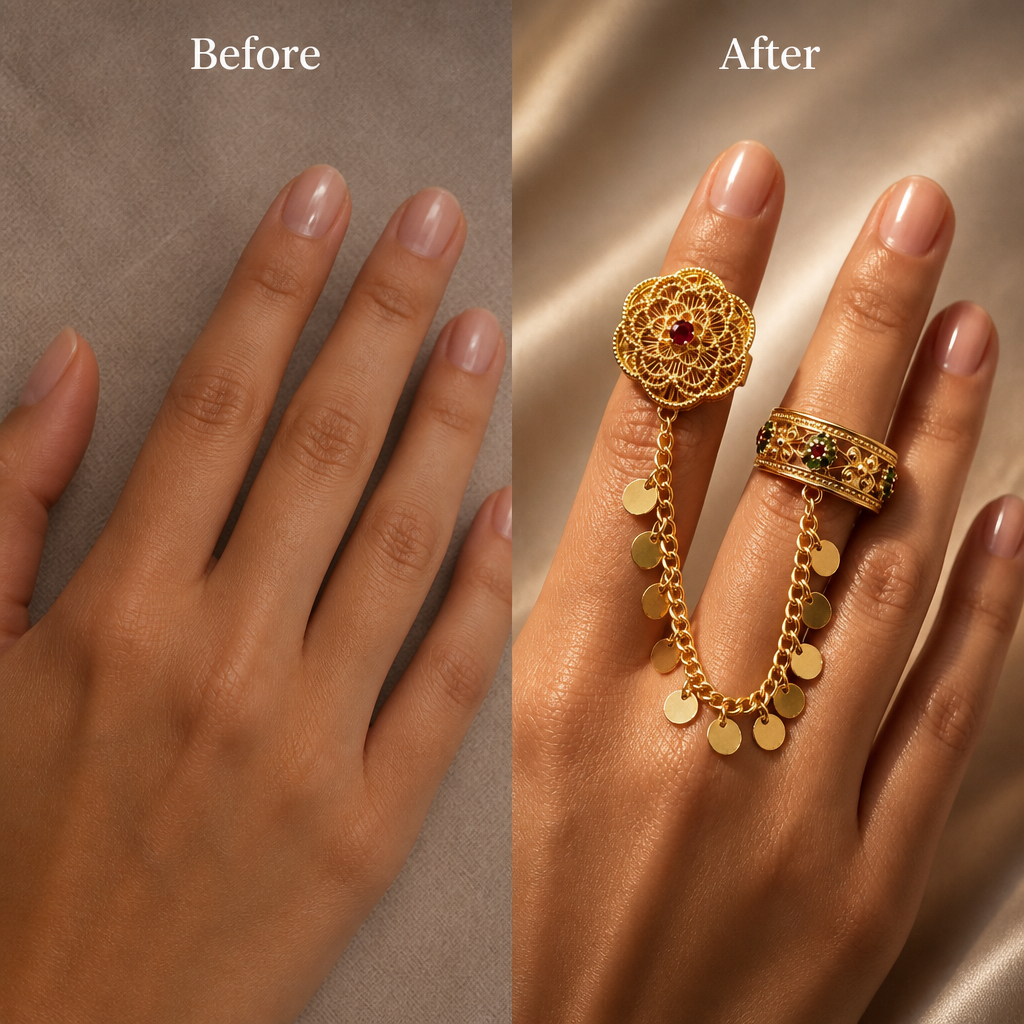 Gold Filigree Chain Ring