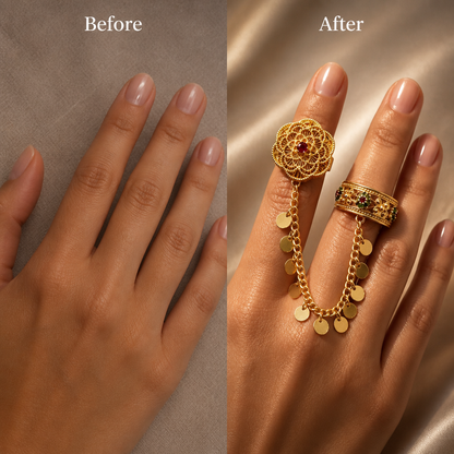 Gold Filigree Chain Ring