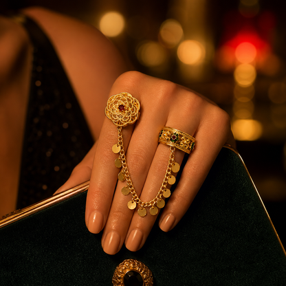 Gold Filigree Chain Ring