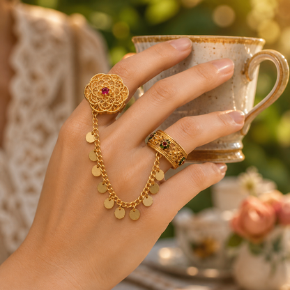 Gold Filigree Chain Ring