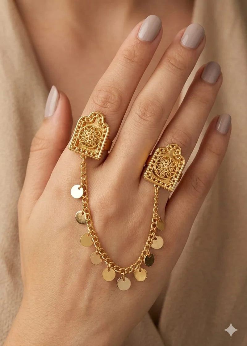 Gold Arch Two-Finger Ring