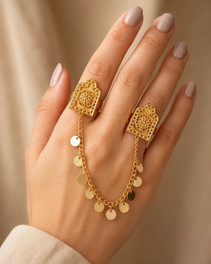 Gold Arch Two-Finger Ring