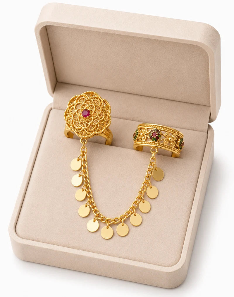 Gold Filigree Chain Ring