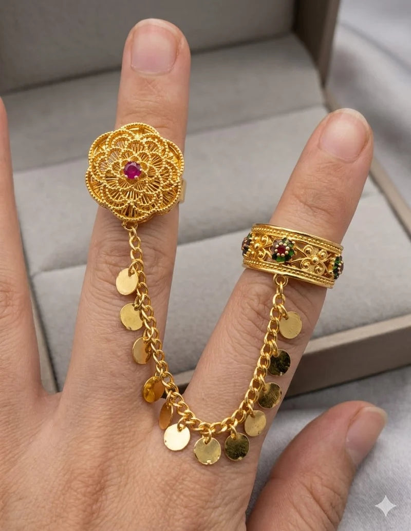 Gold Filigree Chain Ring