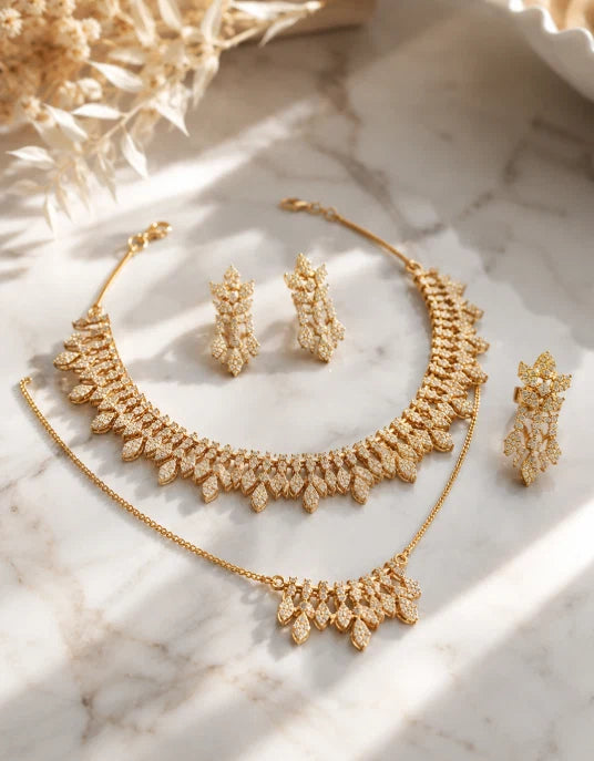 Golden Leaf Jewelry Set