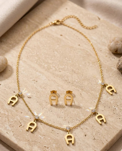 Elegant A Logo Jewelry Set