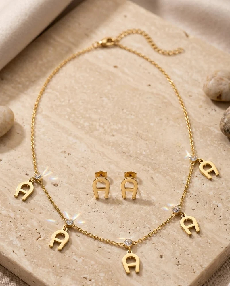 Elegant A Logo Jewelry Set